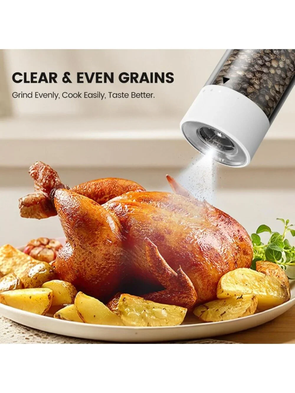 Rechargeable Electric Salt & Pepper Grinder Set - Adjustable Coarseness, 2 Pack